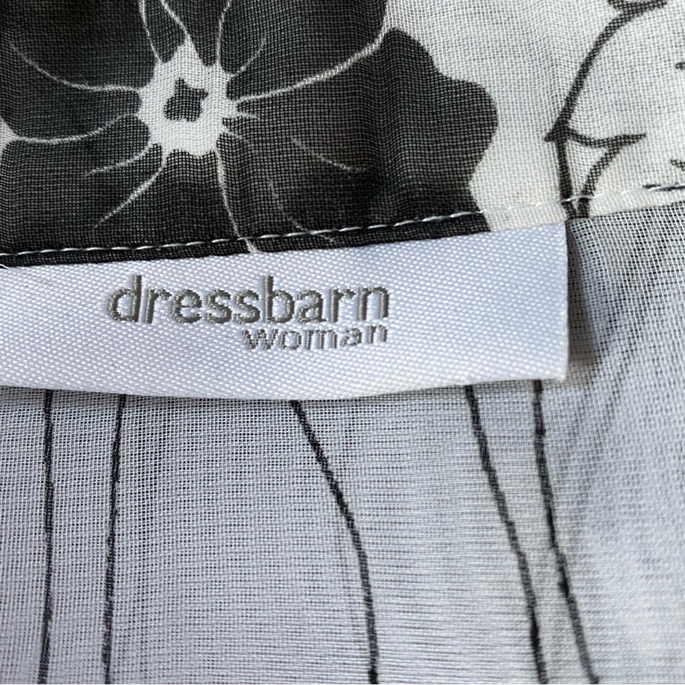 Dressbarn 18 20 1X Top Shirt White Floral Button Up V Neck 3/4 Sleeve Sheer - Picture 5 of 7